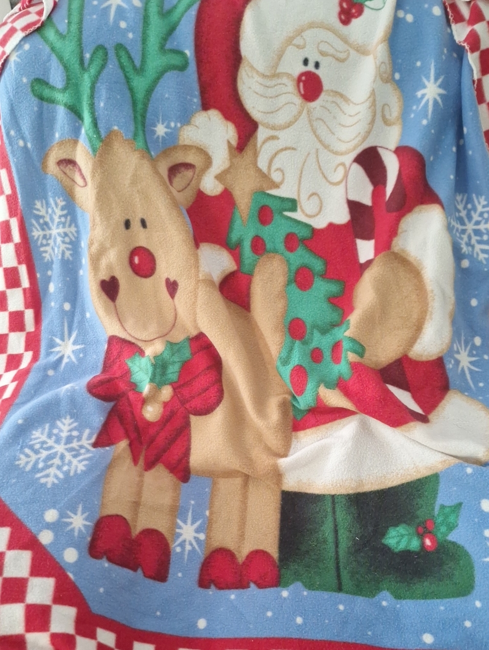 Festive Santa Fleece Throw Blanket - Red, White, Green 50x70 Inches